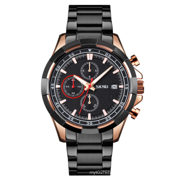 Skmei 9192 Quartz Analog Waterproof 3ATM Stainless Steel Black Gold Luxury Men Wrist Watch